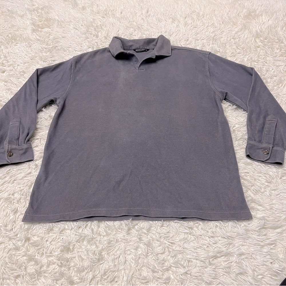 windsor lake mens sweater polo sweater size large blue Cotton Blend Long Sleeve